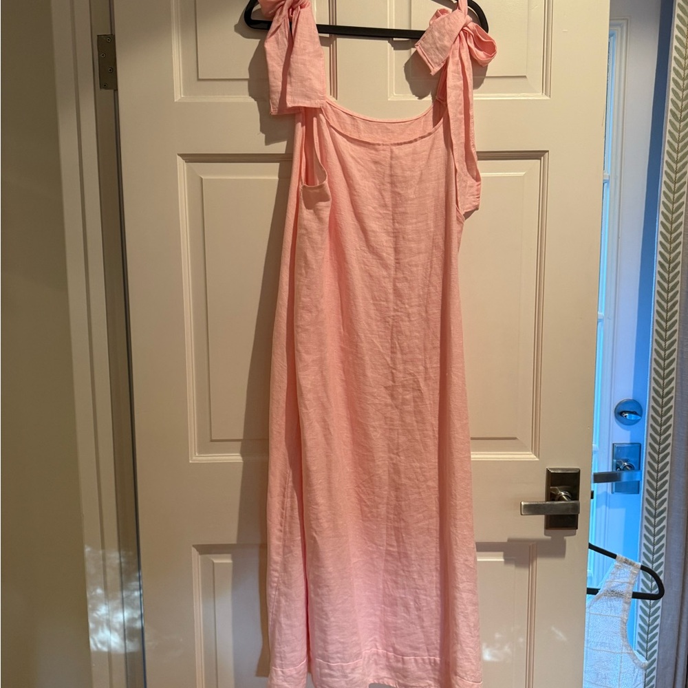Pink Sleeveless Dress with Bow Straps